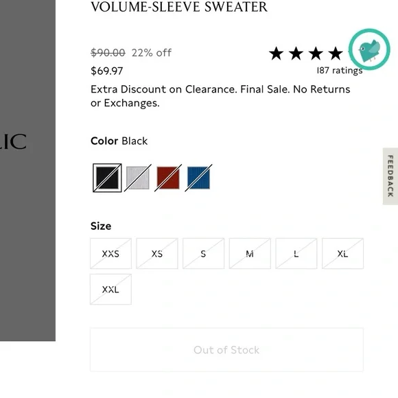 NWOT Banana Republic Volume-Sleeve Sweater - Picture 3 of 10